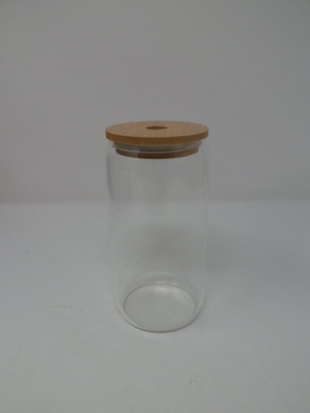 4pc Glass Cups With Bamboo Lid & Glass Straw